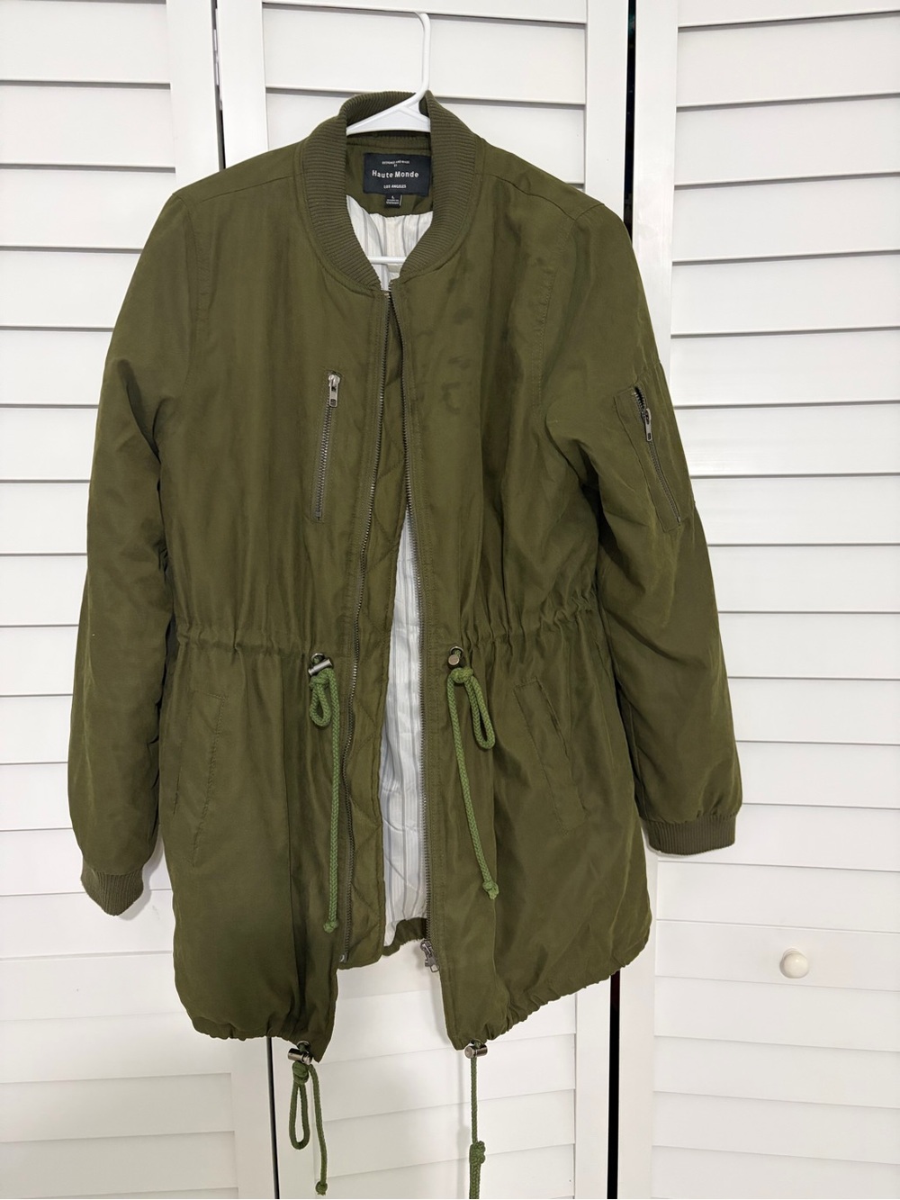 Haute Monde Olive Green Drawstring Utility Jacket